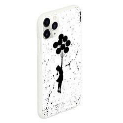 Чехол iPhone 11 Pro матовый Banksy - Бэнкси девочка с воздушными шарами, цвет: 3D-белый — фото 2