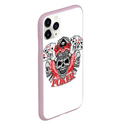 Чехол iPhone 11 Pro матовый Покер, Черепа, Карты, цвет: 3D-розовый — фото 2
