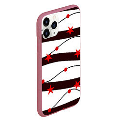 Чехол iPhone 11 Pro матовый Красные Звезды На Волнах, цвет: 3D-малиновый — фото 2