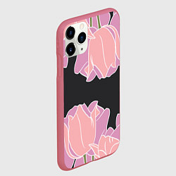 Чехол iPhone 11 Pro матовый Розовые цветы-кристаллы, цвет: 3D-малиновый — фото 2