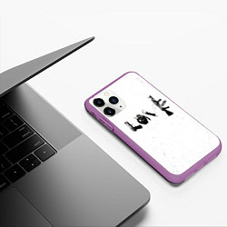 Чехол iPhone 11 Pro матовый Banksy Бэнкси LOVE, цвет: 3D-фиолетовый — фото 2