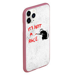 Чехол iPhone 11 Pro матовый Banksy - крыса надпись, цвет: 3D-малиновый — фото 2