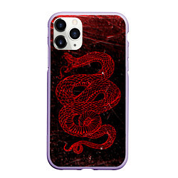 Чехол iPhone 11 Pro матовый Красная Змея Red Snake Глитч, цвет: 3D-светло-сиреневый