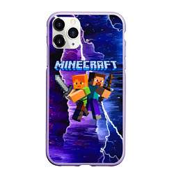 Чехол iPhone 11 Pro матовый Minecraft Neon, цвет: 3D-светло-сиреневый