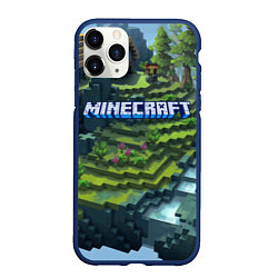 Чехол iPhone 11 Pro матовый Minecraft Video game Landscape, цвет: 3D-тёмно-синий