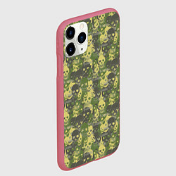 Чехол iPhone 11 Pro матовый Черепа - камуфляж, цвет: 3D-малиновый — фото 2