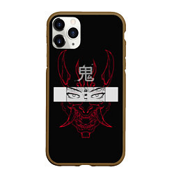 Чехол iPhone 11 Pro матовый Японский демон Oni, цвет: 3D-коричневый