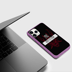 Чехол iPhone 11 Pro матовый Японский демон Oni, цвет: 3D-фиолетовый — фото 2