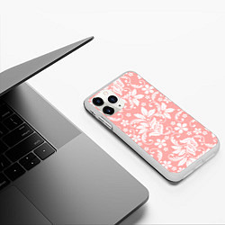 Чехол iPhone 11 Pro матовый Белый цветочный узор, цвет: 3D-белый — фото 2
