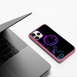 Чехол iPhone 11 Pro матовый Neon Bored Half pattern, цвет: 3D-малиновый — фото 2