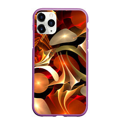 Чехол iPhone 11 Pro матовый Абстрактные цифровые спирали, цвет: 3D-фиолетовый