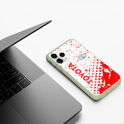 Чехол iPhone 11 Pro матовый Toyota брызги, цвет: 3D-салатовый — фото 2