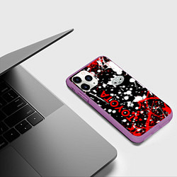 Чехол iPhone 11 Pro матовый Toyota тойота брызги красок, цвет: 3D-фиолетовый — фото 2