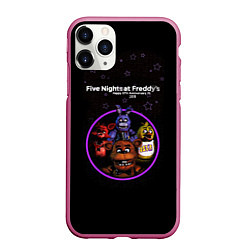 Чехол iPhone 11 Pro матовый Five Nights at Freddys - персонажи из игры, цвет: 3D-малиновый