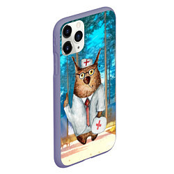 Чехол iPhone 11 Pro матовый Врач - сова, цвет: 3D-серый — фото 2