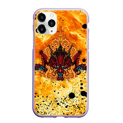 Чехол iPhone 11 Pro матовый ЯПОНСКИЙ ОГНЕННЫЙ ДРАКОН, цвет: 3D-светло-сиреневый