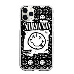 Чехол iPhone 11 Pro матовый NIRVANA символика, цвет: 3D-белый