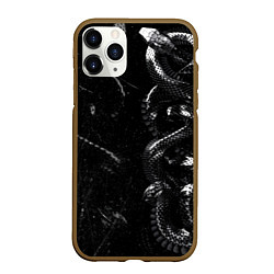 Чехол iPhone 11 Pro матовый Змеиный Паттерн Snake Black