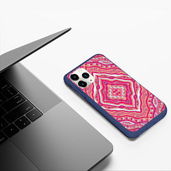 Чехол iPhone 11 Pro матовый Абстракция Узор розового цвета, цвет: 3D-тёмно-синий — фото 2