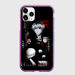 Чехол iPhone 11 Pro матовый Токийский Гуль Иероглифы Tokyo Ghoul, цвет: 3D-фиолетовый