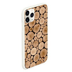 Чехол iPhone 11 Pro матовый Спил дерева, цвет: 3D-белый — фото 2