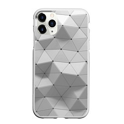 Чехол iPhone 11 Pro матовый Объемные Треугольники 3d, цвет: 3D-белый