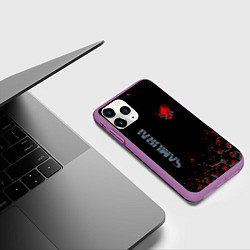 Чехол iPhone 11 Pro матовый Cyberpunk 2077 samurai Паттерн, цвет: 3D-фиолетовый — фото 2
