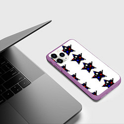 Чехол iPhone 11 Pro матовый Звёзды в цветах флага России, цвет: 3D-фиолетовый — фото 2