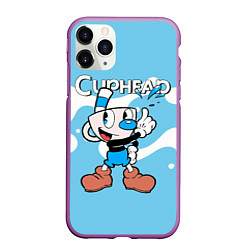 Чехол iPhone 11 Pro матовый Cuphead синяя чашечка, цвет: 3D-фиолетовый