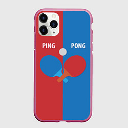 Чехол iPhone 11 Pro матовый PING PONG теннис, цвет: 3D-малиновый