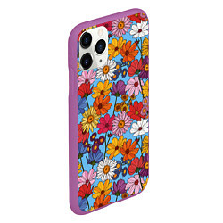 Чехол iPhone 11 Pro матовый Ромашки-лютики, цвет: 3D-фиолетовый — фото 2