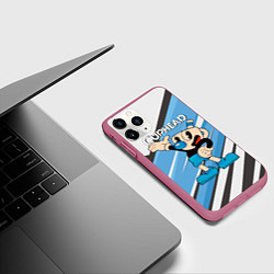 Чехол iPhone 11 Pro матовый Cuphead синяя чашечка, цвет: 3D-малиновый — фото 2