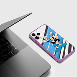 Чехол iPhone 11 Pro матовый Cuphead синяя чашечка, цвет: 3D-фиолетовый — фото 2