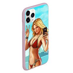 Чехол iPhone 11 Pro матовый GTA Beach girl, цвет: 3D-розовый — фото 2