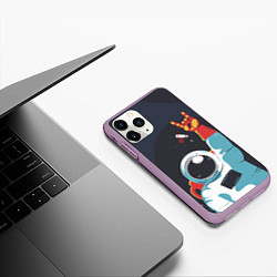 Чехол iPhone 11 Pro матовый Космос Поехали!, цвет: 3D-сиреневый — фото 2