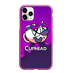 Чехол iPhone 11 Pro матовый Cuphead Разбитая чашечка, цвет: 3D-малиновый