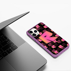 Чехол iPhone 11 Pro матовый ROBLOX ЛОГО, цвет: 3D-фиолетовый — фото 2