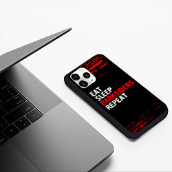 Чехол iPhone 11 Pro матовый Eat Sleep Darksiders Repeat Краска, цвет: 3D-черный — фото 2