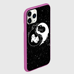 Чехол iPhone 11 Pro матовый Инь Янь - котенок и щенок, цвет: 3D-фиолетовый — фото 2