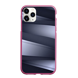 Чехол iPhone 11 Pro матовый Серо-белая Волна, цвет: 3D-малиновый