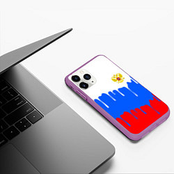 Чехол iPhone 11 Pro матовый Флаг герб russia, цвет: 3D-фиолетовый — фото 2