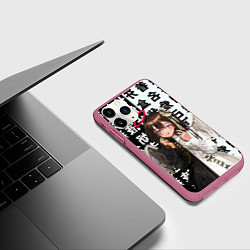 Чехол iPhone 11 Pro матовый Аниме АНГЕЛ ИЕРОГЛИФЫ, цвет: 3D-малиновый — фото 2