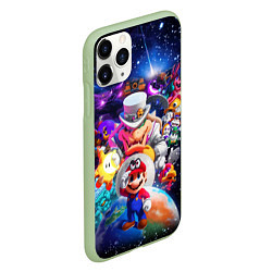 Чехол iPhone 11 Pro матовый Super Mario Odyssey Space Video game, цвет: 3D-салатовый — фото 2