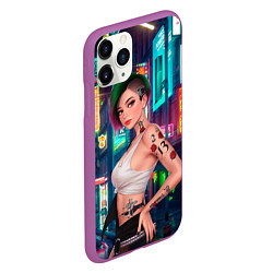 Чехол iPhone 11 Pro матовый Judy Cyberpunk2077 Киберпанк, цвет: 3D-фиолетовый — фото 2