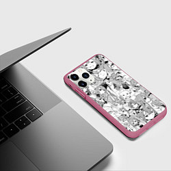 Чехол iPhone 11 Pro матовый Реинкарнация безработного паттерн, цвет: 3D-малиновый — фото 2