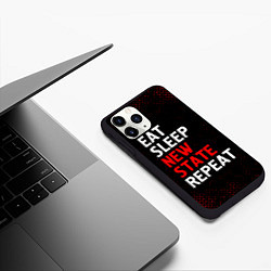 Чехол iPhone 11 Pro матовый Eat Sleep New State Repeat - Потертости, цвет: 3D-черный — фото 2