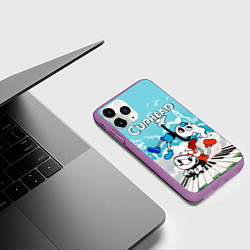 Чехол iPhone 11 Pro матовый Cuphead 2 чашечки, цвет: 3D-фиолетовый — фото 2