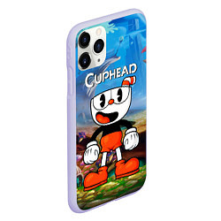 Чехол iPhone 11 Pro матовый Cuphead Красная чашечка, цвет: 3D-светло-сиреневый — фото 2