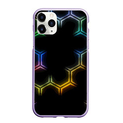 Чехол iPhone 11 Pro матовый Геометрический узор Neon, цвет: 3D-светло-сиреневый