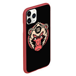 Чехол iPhone 11 Pro матовый Символ обезьяны, цвет: 3D-красный — фото 2